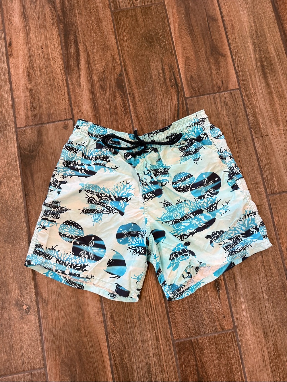 Vilebrequin Aqua, Navy and Black Printed Swim Trunks